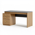 Bureau avec caisson 140 x 60 x 75 cm décor bois et plateau gris style contemporain
