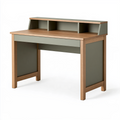 Bureau 120 x 60 x 105 cm en panneaux effet chêne vert kaki avec étagères style scandinave