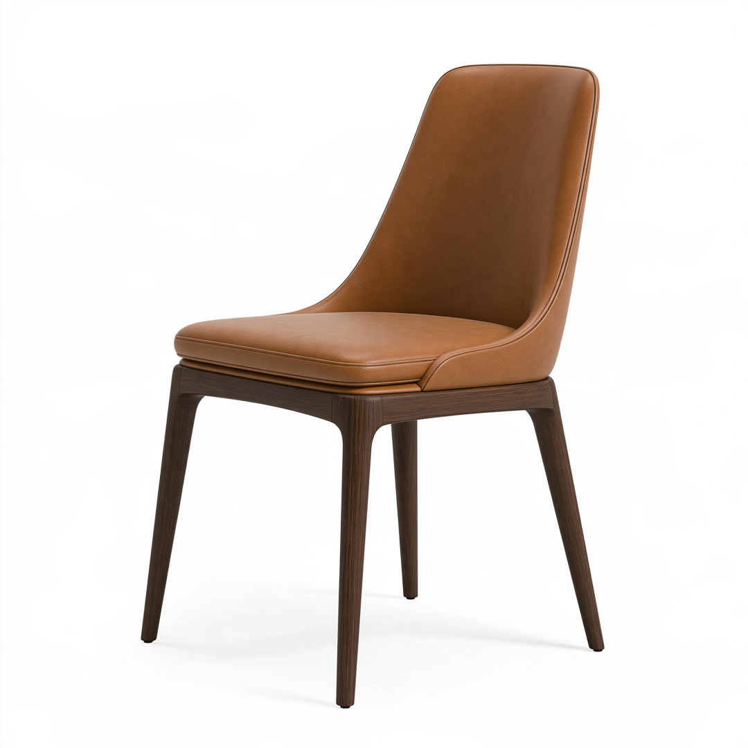 Chaise de salle à manger 48 x 55 x 86 cm aspect cuir marron style contemporain