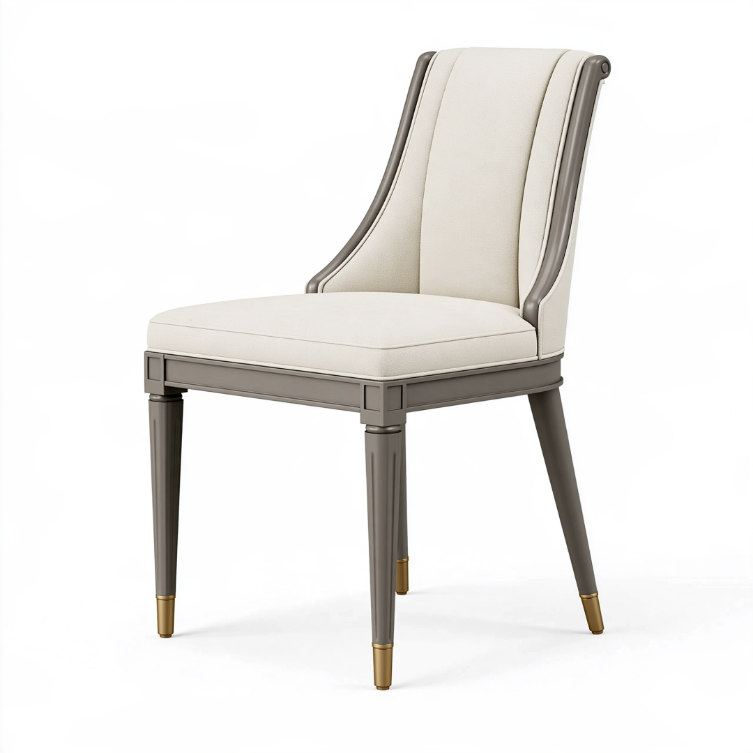 Chaise de salle à manger 55 x 65 x 105 cm tissu écru bois gris style classique