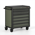 Servante d atelier 77 x 46 x 98 cm en acier vert olive et noir à 9 tiroirs sur roulettes