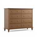 Commode 140 x 45 x 100 cm aspect bois marron à 8 tiroirs style classique