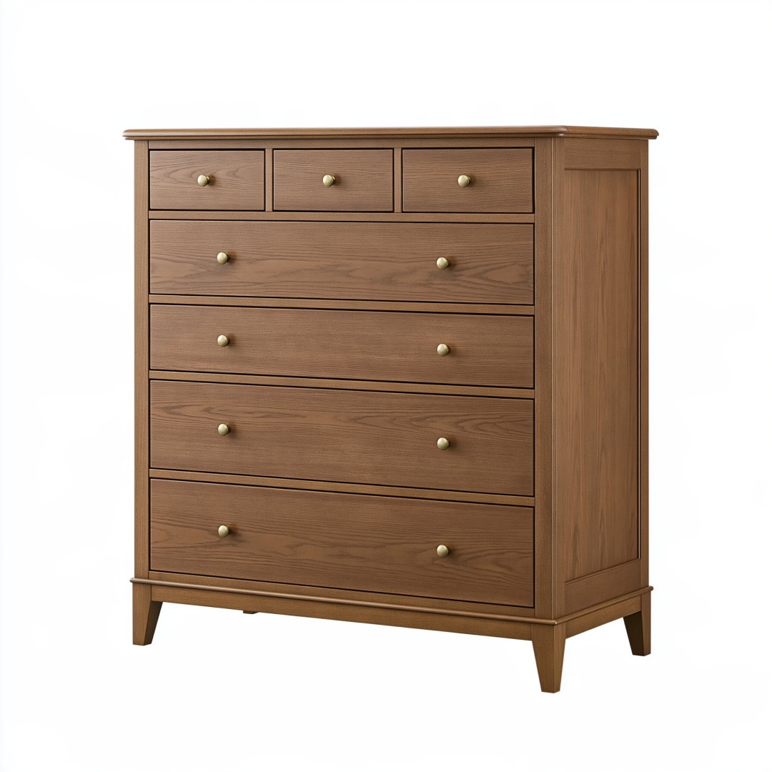 Commode 90 x 45 x 120 cm en bois marron à 7 tiroirs style classique pour rangement