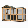 Enclos extérieur pour chat 220 x 120 x 180 cm en bois et métal naturel avec toit incliné