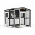Enclos extérieur pour chat 180 x 120 x 180 cm acier gris et blanc avec toit
