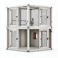 Cage pour chat 120 x 60 x 120 cm en métal blanc à deux niveaux avec portes grillagées