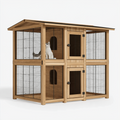 Enclos extérieur pour chat 180 x 90 x 180 cm en bois naturel et métal noir avec toit couvert