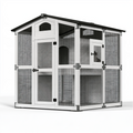 Enclos extérieur pour chat 180 x 120 x 180 cm en bois blanc et maille métallique avec toit