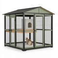 Enclos extérieur pour chat 180 x 120 x 180 cm en métal vert et noir avec toit abrité