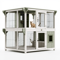 Enclos extérieur pour chat 180 x 120 x 200 cm en métal blanc et vert avec grillage à deux niveaux
