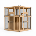 Enclos extérieur pour chats 180 x 120 x 200 cm en bois naturel et métal noir avec portes