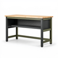 Établi 120 x 60 x 90 cm bois et acier vert noir avec panneau perforé industriel