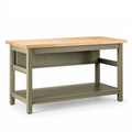Établi 122 x 61 x 91 cm en acier vert olive avec plateau en bois et étagère de rangement